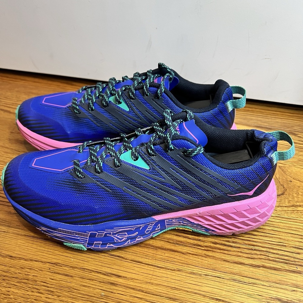 HOKA ONE ONE Speedgoat 4 Womens US 9 Trail Running Shoes Blue Pink 1106527 DBPPN